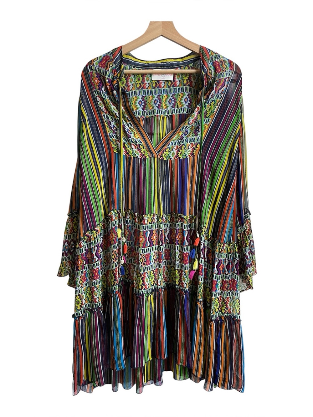 Miss June Paris Boho Tunic Chiffon Dress with Bold colors and patterns